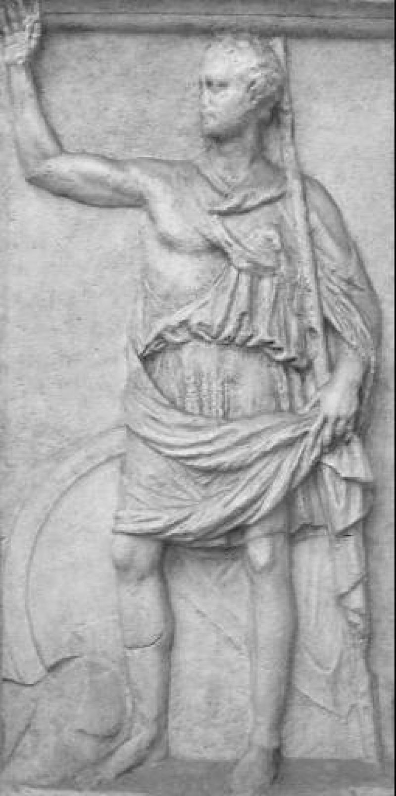 Calco di una stele a rilievo rinvenuta a Kleitor, in Arcadia, nel 1880, che si ritiene raffiguri lo statista e storico acheo Polibio, II secolo a.C. Credit: publico dominio.